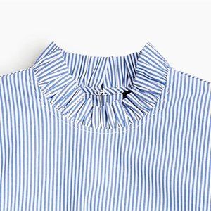 Long-sleeve ruffleneck top in stripe